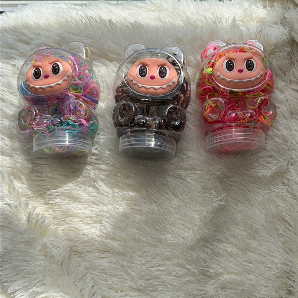 3 Labubu Shaped Hair Tie Container